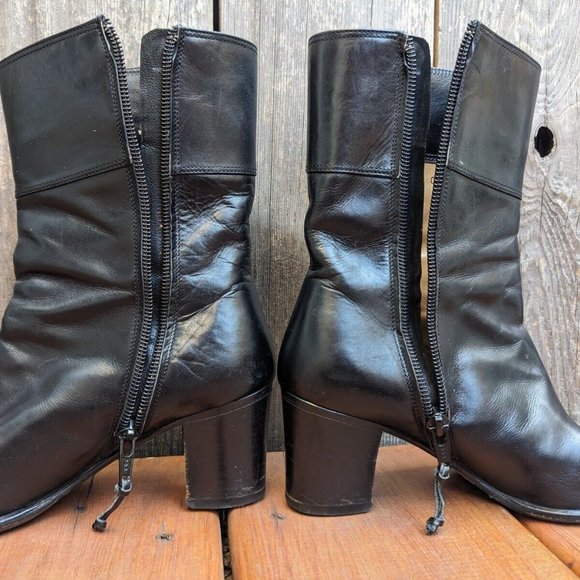 Salvatore Ferragamo Black Leather Boots, Mid-Calf, Size 4.5 - Picture 4 of 10